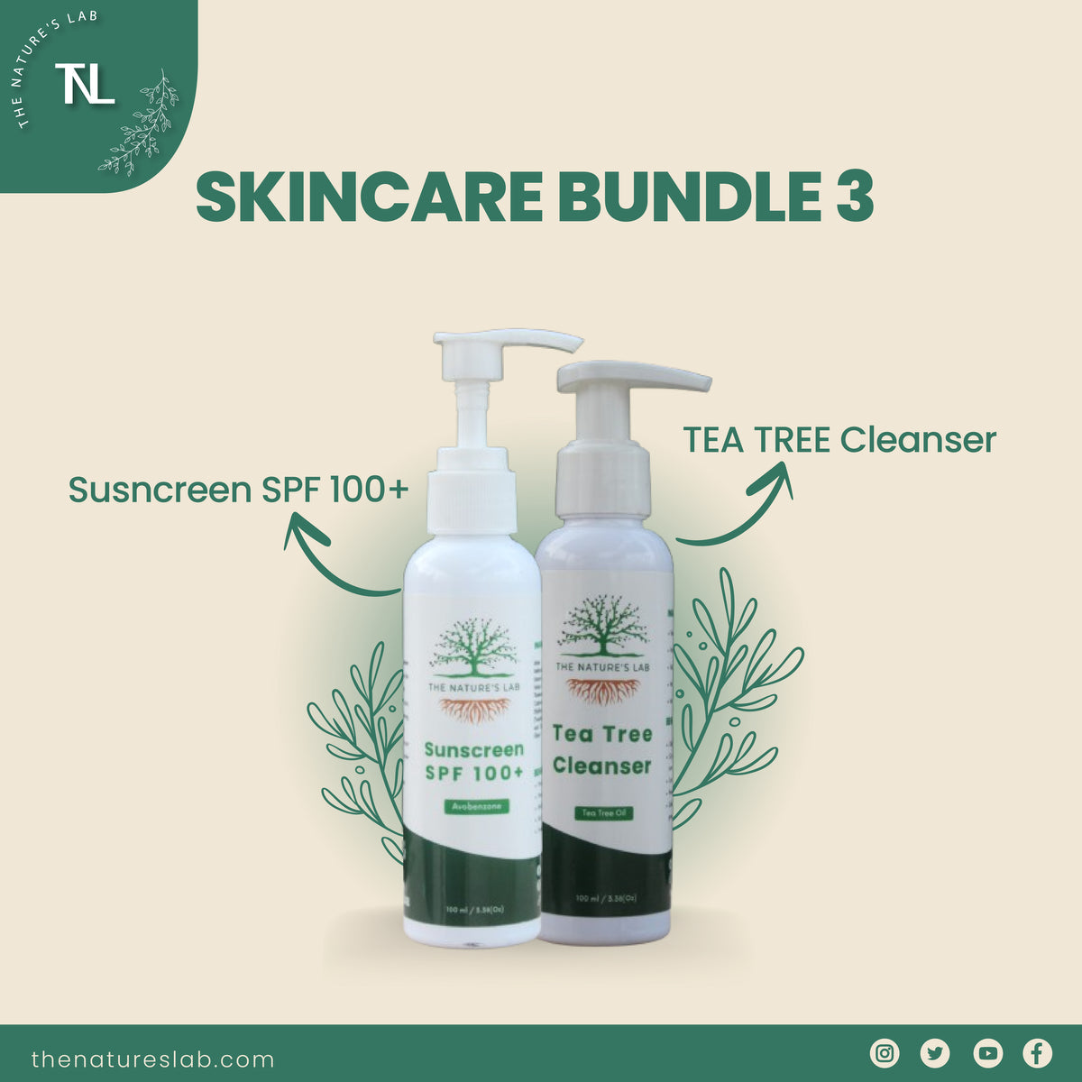 Sunscreen SPF 100+ Tea tree cleanser