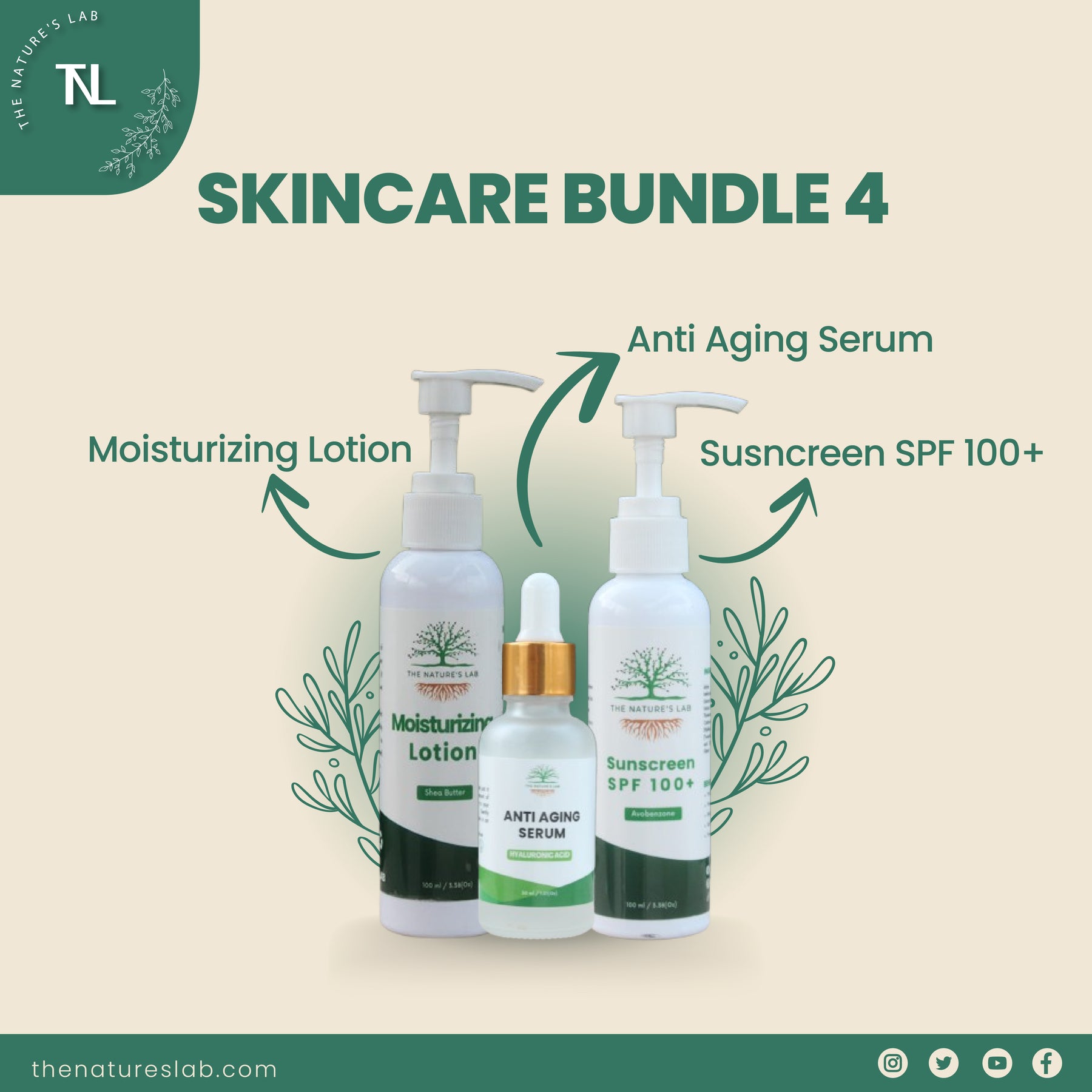 Anti aging Serum+ Sunscreen SPF 100+ Moisturizing lotion